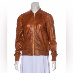 Michael Kors Leather Bomber Jacket